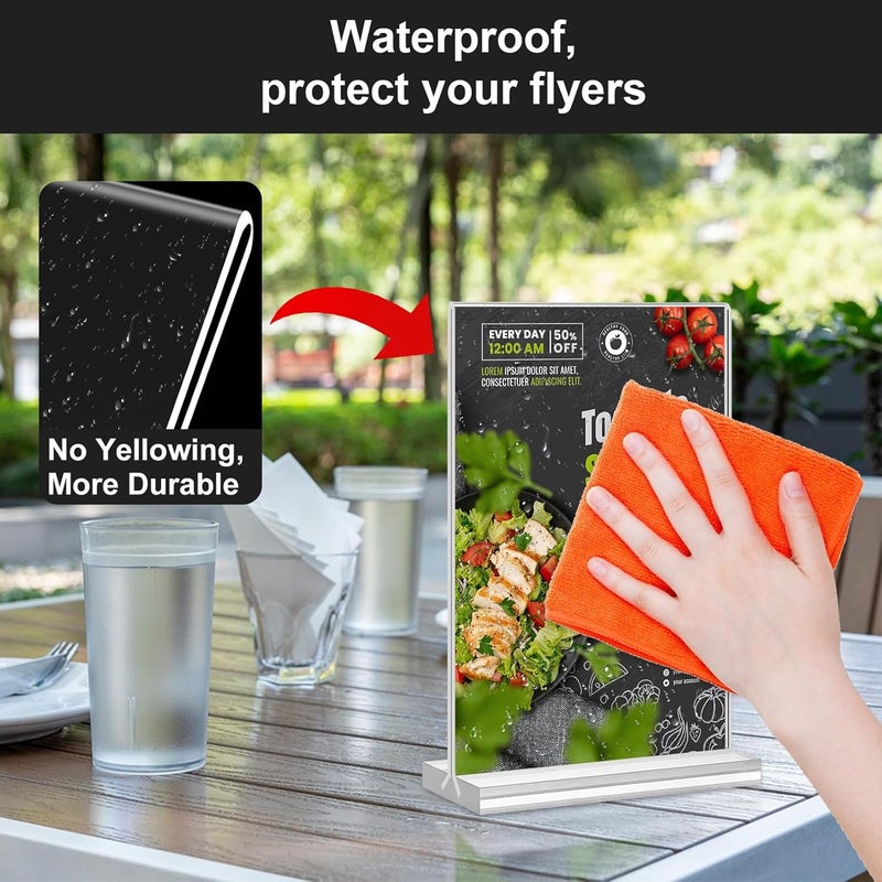 dulvus Acrylic Sign Holder 5x7 T Shape Plastic Signs Stand Flyer Holder Display Signs Holders Stand Bulk 4 Packs - Image 4